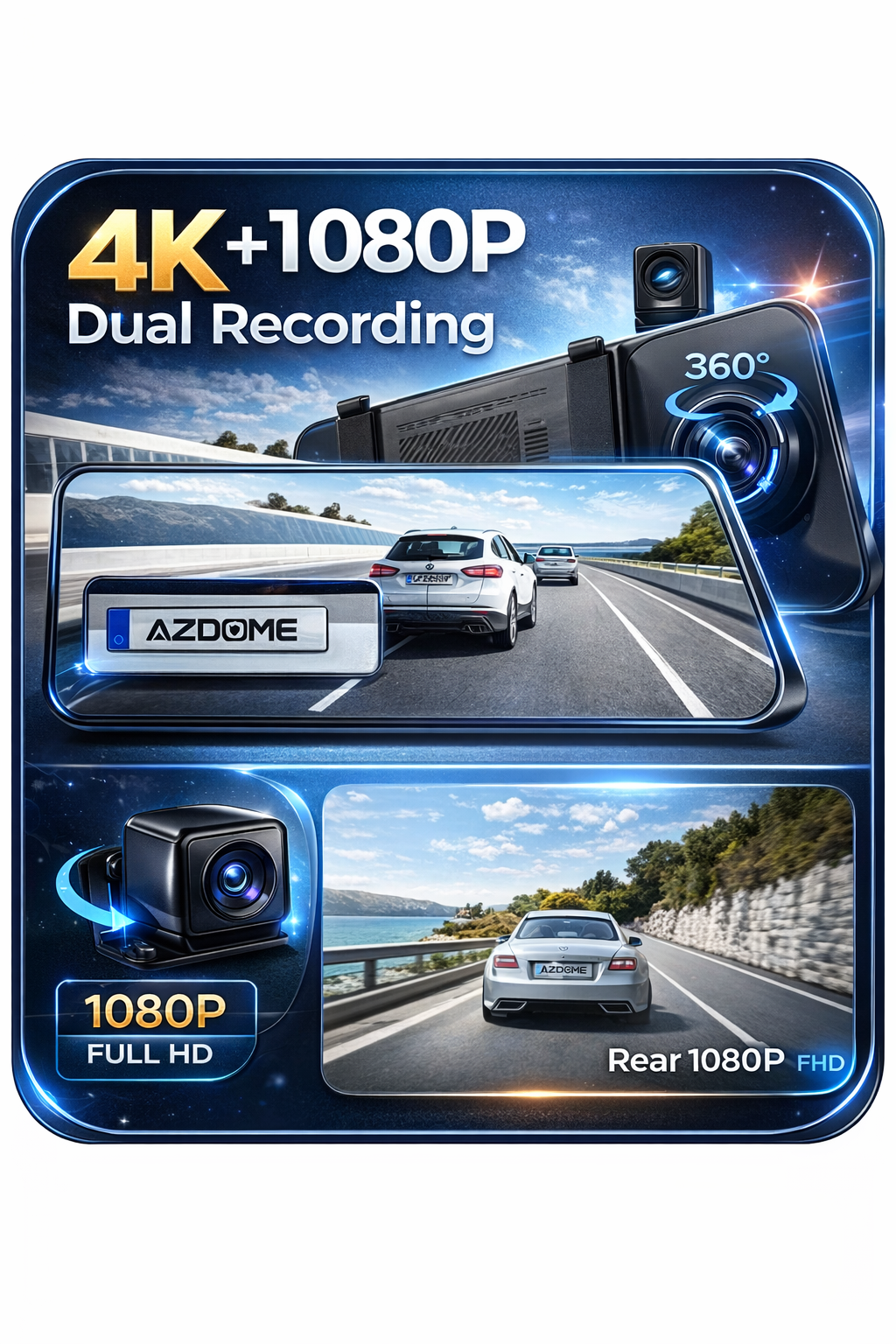 🚗 AZDOME M300S Dash Cam – أمان ذكي لكل رحلة