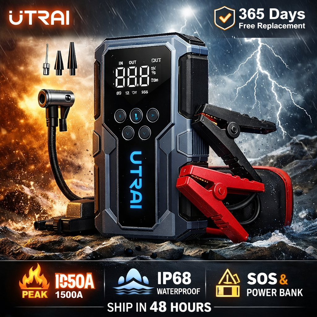🚗 UTRAI 1500A Jump Starter – القوة لي تنقذك فأي وقت!